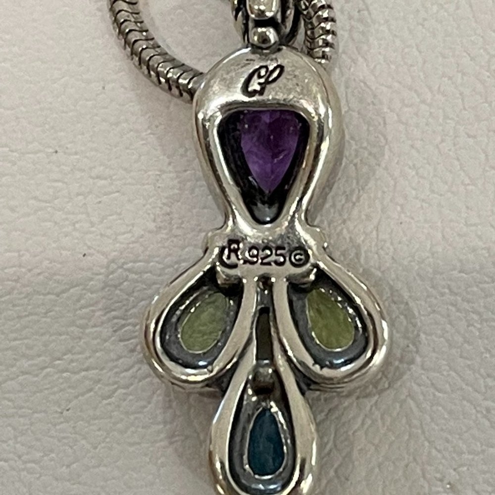 CP R 925 Multi Gemstone Pendant - Picture 2 of 6